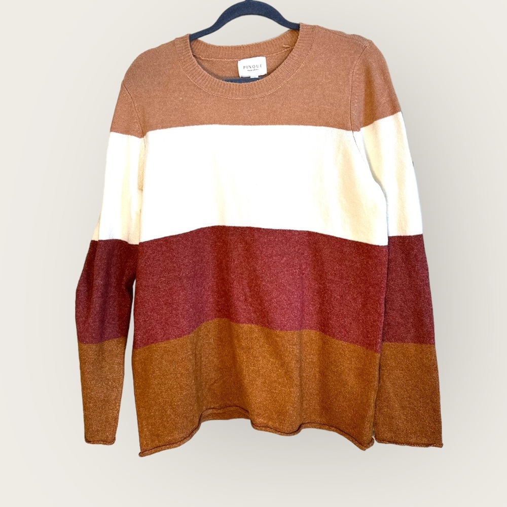 Pinque by Buckle‎  sz large oversized poly blend crewneck striped sweater NWOT